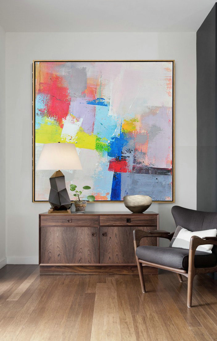 Original Extra Large Wall Art,Palette Knife Contemporary Art Canvas Painting,Decorating A Big Living Room,Pink,Red,Blue,Yellow,Violet Ash.etc
